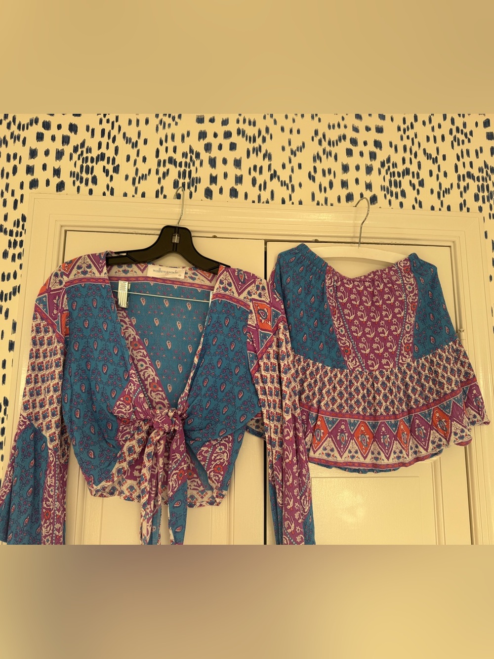 Boho Tie-Front Skirt Set in Teal & Purple by Walker and Wade